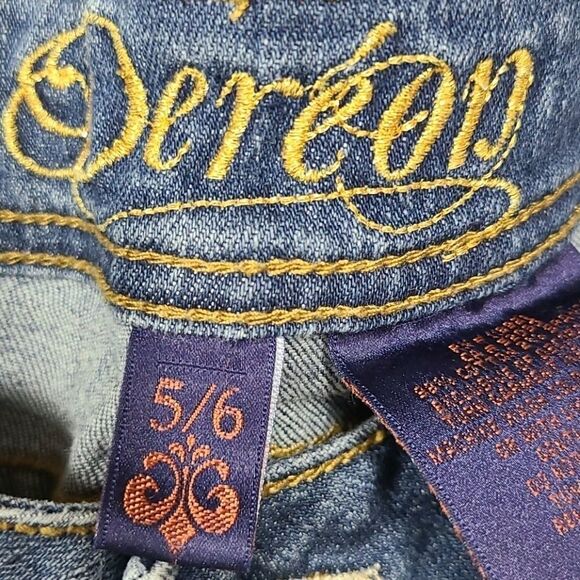 House of De'reon Beyonce Mid-Rise Straight Premium Jeans Blue Distressed Denim - Picture 12 of 15